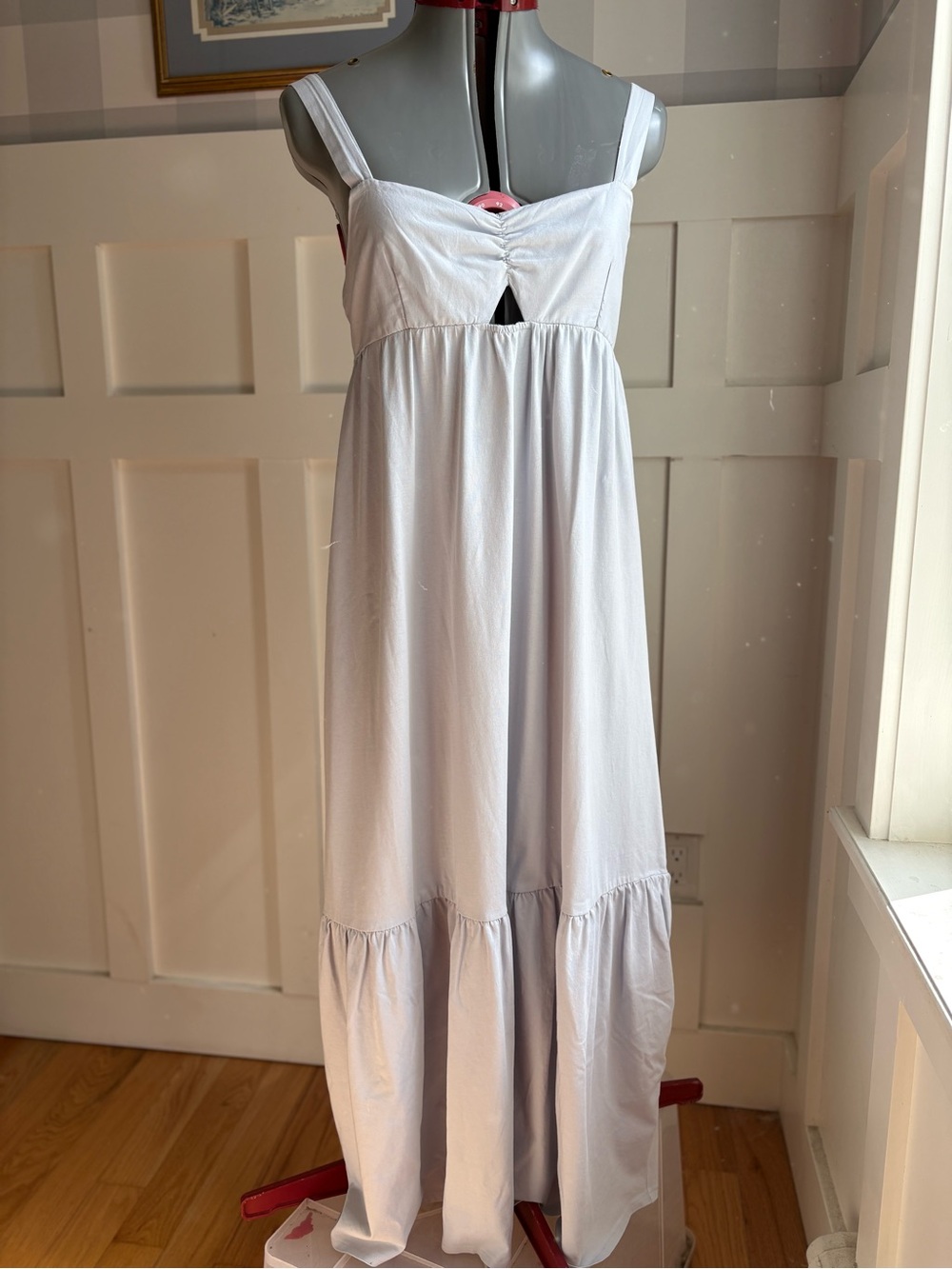 Zara Cotton White Maxi Sundress with Keyhole Front
